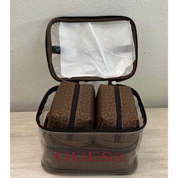 Guess V7200494 COCOA Multi 4-Piece Cosmetic Junction Travel Set Bag - Picture 4 of 7